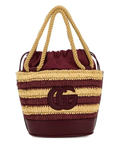 Gucci Summer Rafia Bucket Bag In Sand