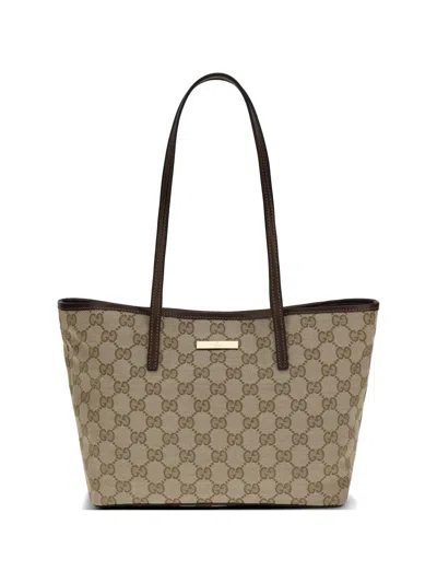 Gucci Printed Canvas Tote Bag In Green