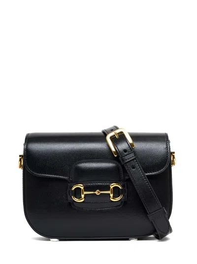 Gucci Woman's Horsebit 1955  Black Leather Crossbody Bag