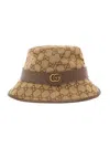 Gucci Gg Cotton Blend Canvas Bucket Hat In Brown