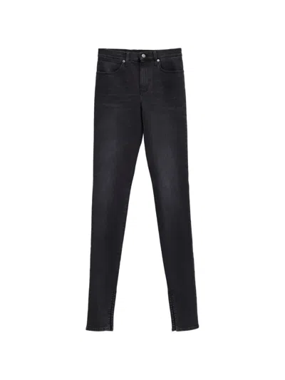 Gucci Stonewashed Cotton Denim Slim-leg Jeans With Italian Leather Brand Tag In Black