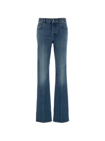 Gucci Blue Cotton Low Straight Trousers