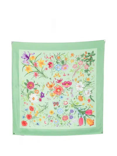 Gucci Silk Floral Print Square Scarf In Multi