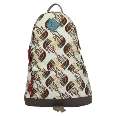 Pre-owned Gucci X The North Face Zip Backpack Printed Nylon Ecru Nylon Backpack Bag () In Sand