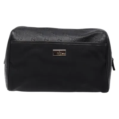 Pre-owned Gucci Ssima Black Canvas, Leather Clutch Bag ()