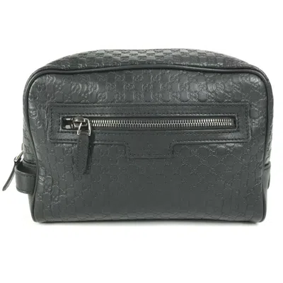Pre-owned Gucci Ssima Black Gg Leather Clutch Bag ()