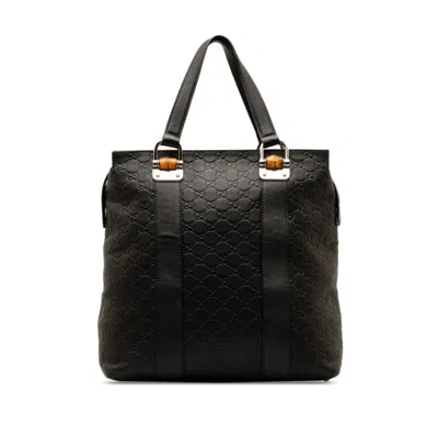 Gucci Ssima Black Leather Tote Bag ()