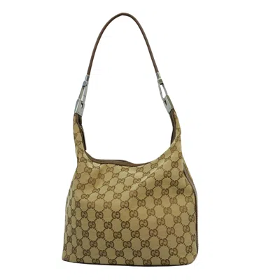 Gucci Ssima Brown Canvas Shoulder Bag ()