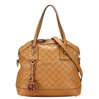 Pre-owned Gucci Ssima Brown Leather Shoulder Bag Tote Bag ()