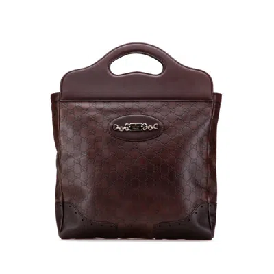 Pre-owned Gucci Ssima Brown Leather Tote Bag ()