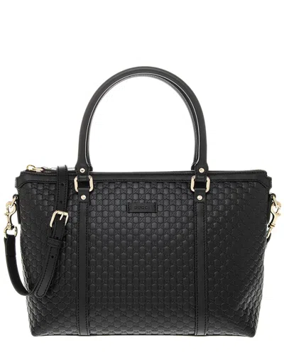 Gucci Ssima Gg Leather Tote In Black