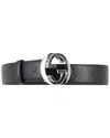 Gucci Ssima Interlocking Gg Buckle Belt (authentic Pre-loved) In Black