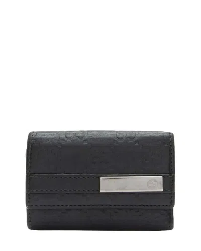 Gucci Ssima Leather Interlocking G Key Holder (authentic Pre-loved) In Black