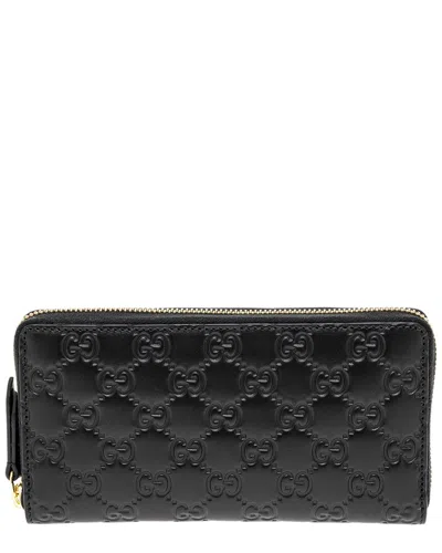 Gucci Ssima Leather Long Zip Around Wallet