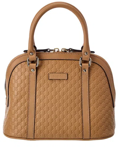 Gucci Ssima Leather Top Handle Satchel In Brown