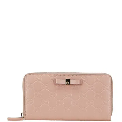 Pre-owned Gucci Ssima Pink Leather Coin Purse/coin Case ()