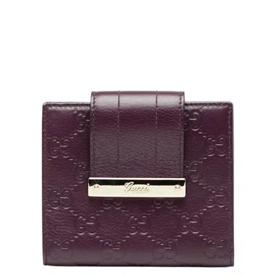 Pre-owned Gucci Ssima Purple Leather Wallet (bi-fold) ()