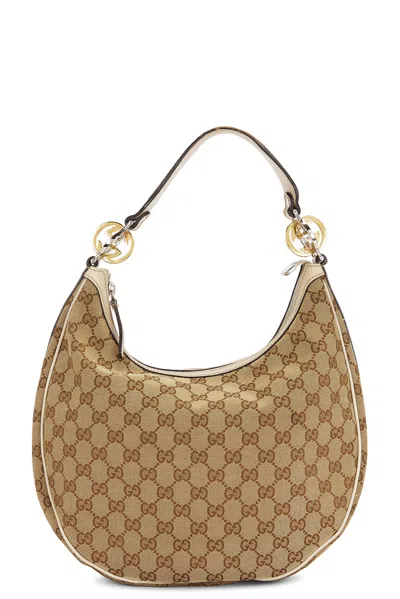 Pre-owned Gucci Ssima Twins Hobo Bag In Sand