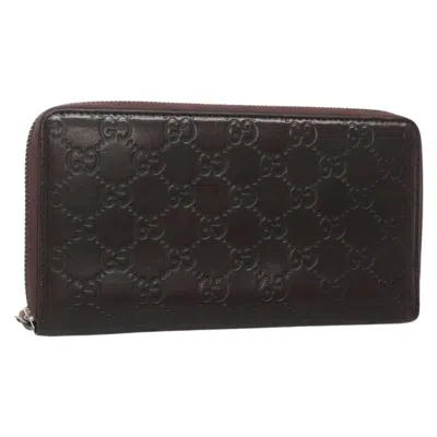 Pre-owned Gucci Ssima Wallet Motif Gg Brown Leather Wallets Accessory ()