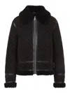Gucci Women Brown Shearling Jacket With Shearling Trims And All-over Gg Motif In Suede Woman In Multi