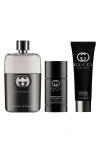 GUCCI GUILTY POUR HOMME EAU DE TOILETTE GIFT SET $131 VALUE