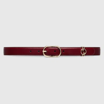 Gucci Belt With Round Interlocking G In Red