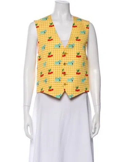 Pre-owned Gucci Ha Ha Ha 2022 Wool Vest In Yellow
