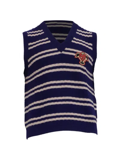 Pre-owned Gucci Ha Ha Ha Striped Sweater In Blue