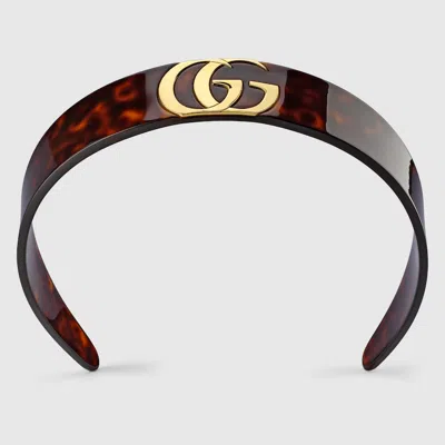 Gucci Hair Band With Double G In Brown