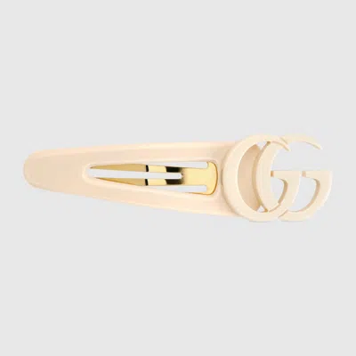 Gucci Hair Clip With Double G In Brown