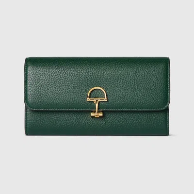 Gucci Half Horsebit Continental Wallet In Green