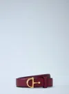 Gucci Women Half Horsebit Leather Belt In Burgundy