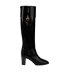 Gucci Almond Toe Block Heel Knee High Boots In Black
