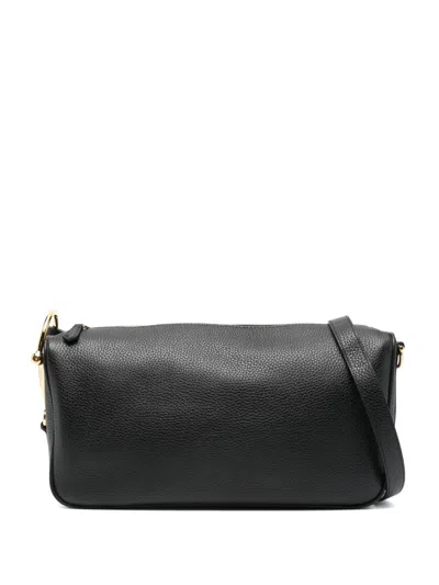 Gucci Half Horsebit Medium Leather Shoulder Bag In Black