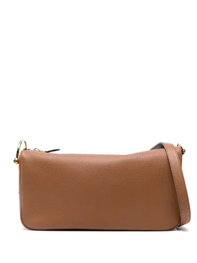 Gucci Half Horsebit Medium Leather Shoulder Bag In Brown