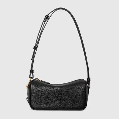 Gucci Mini Half Horsebit Grained-leather Shoulder Bag In Black