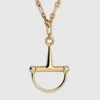 Gucci Long Chain Necklace With Removable Stirrup Pendant In Gold
