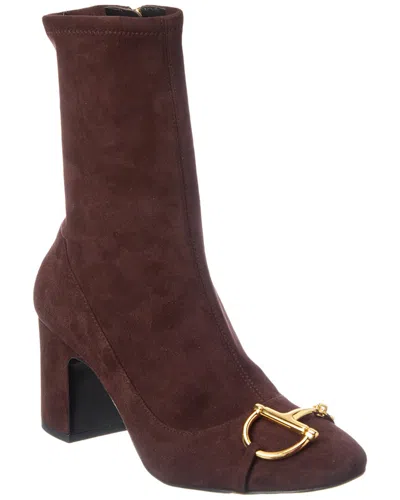 Gucci Half Horsebit Suede Boot In Brown