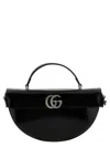 Gucci Black Half Moon Shaped Handbag With Double G Logo Plaque On The Front And Removable Shoulder S