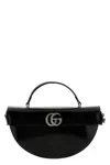 Gucci Black Half Moon Shaped Handbag With Double G Logo Plaque On The Front And Removable Shoulder S