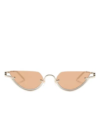 Gucci Half-rim Geometric-frame Sunglasses In Gold
