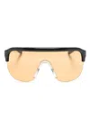Gucci Half-rimless Shield-frame Sunglasses In 黑色