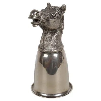 Pre-owned Gucci Hallmarked  - Italy Silver-plate Horse Head Stirrup Cup Barware - Hunt Club