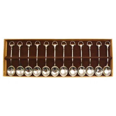 Pre-owned Gucci Hallmarked Silver Plated Demitasse / Coffee Serving Spoons Set 12 Vintage In Brown