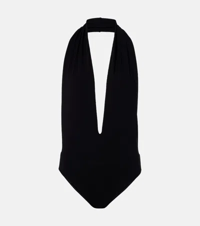 Gucci Halterneck Open-back Jersey Bodysuit In Black