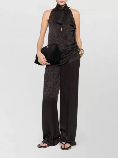 Gucci Halterneck Sleeveless Top Matching Wide Leg Pants In Brown