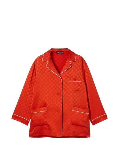 Gucci Hammered Gg Shirt In Orange