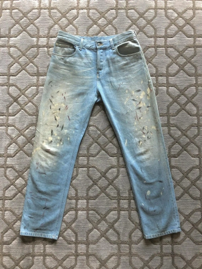 Pre-owned Gucci Hand Painted Paint Splatter Denim Jeans