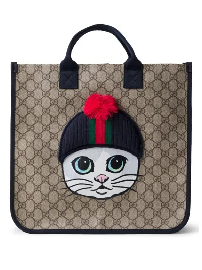 Gucci Kids' Handbag Gg Supreme Print "junior" In Brown