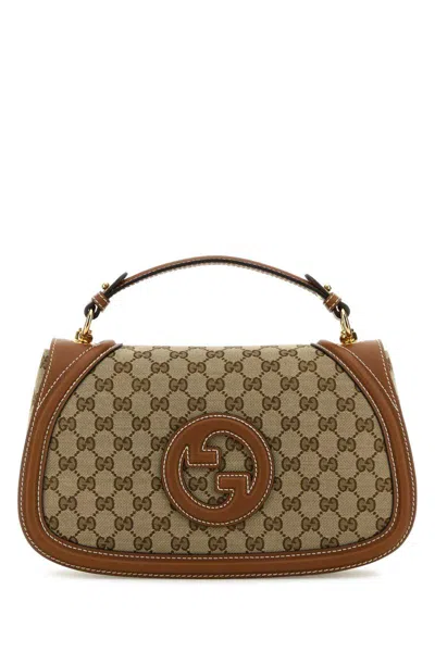 Gucci Blondie Medium Gg Fabric And Leather Handbag With Detachable Strap In Brown